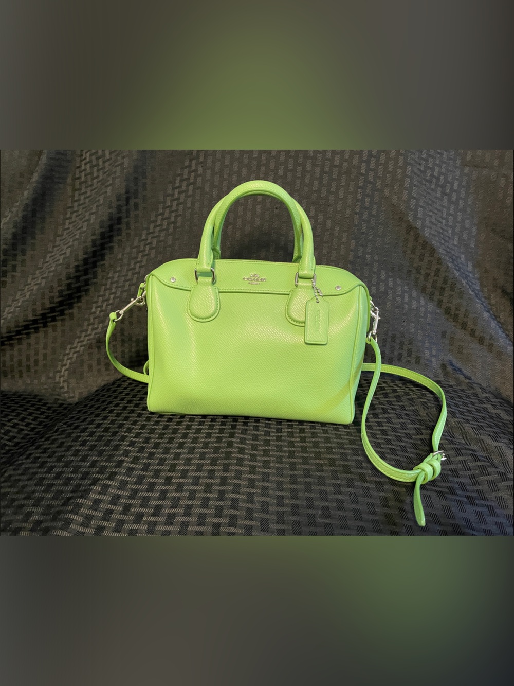 Coach Lime Green Leather Satchel Handbag/ Like New